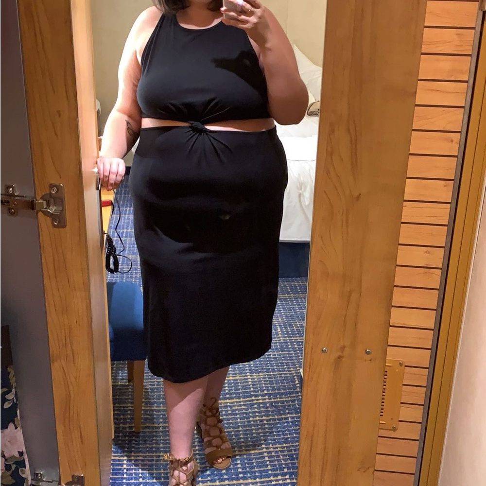 Twist Front Black Dress